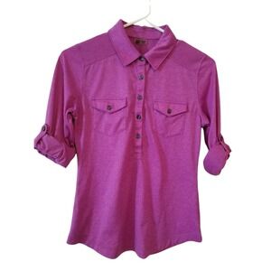 Marmot Purple Long Sleeve Rugby Polo Henley Shirt Women's Sz XS PIT TO PIT 16 IN